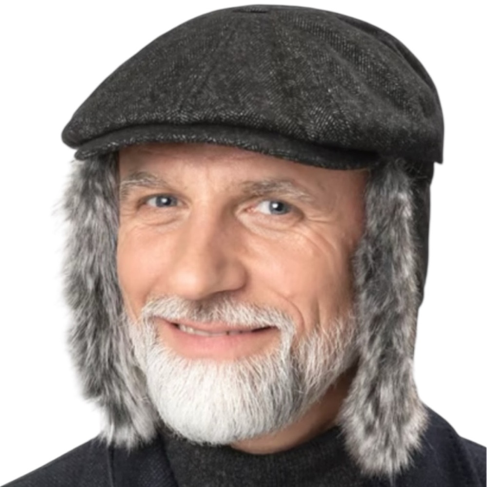 Bailey Of Hollywood Black Flat Hat with Gray Fur Trim NWT
